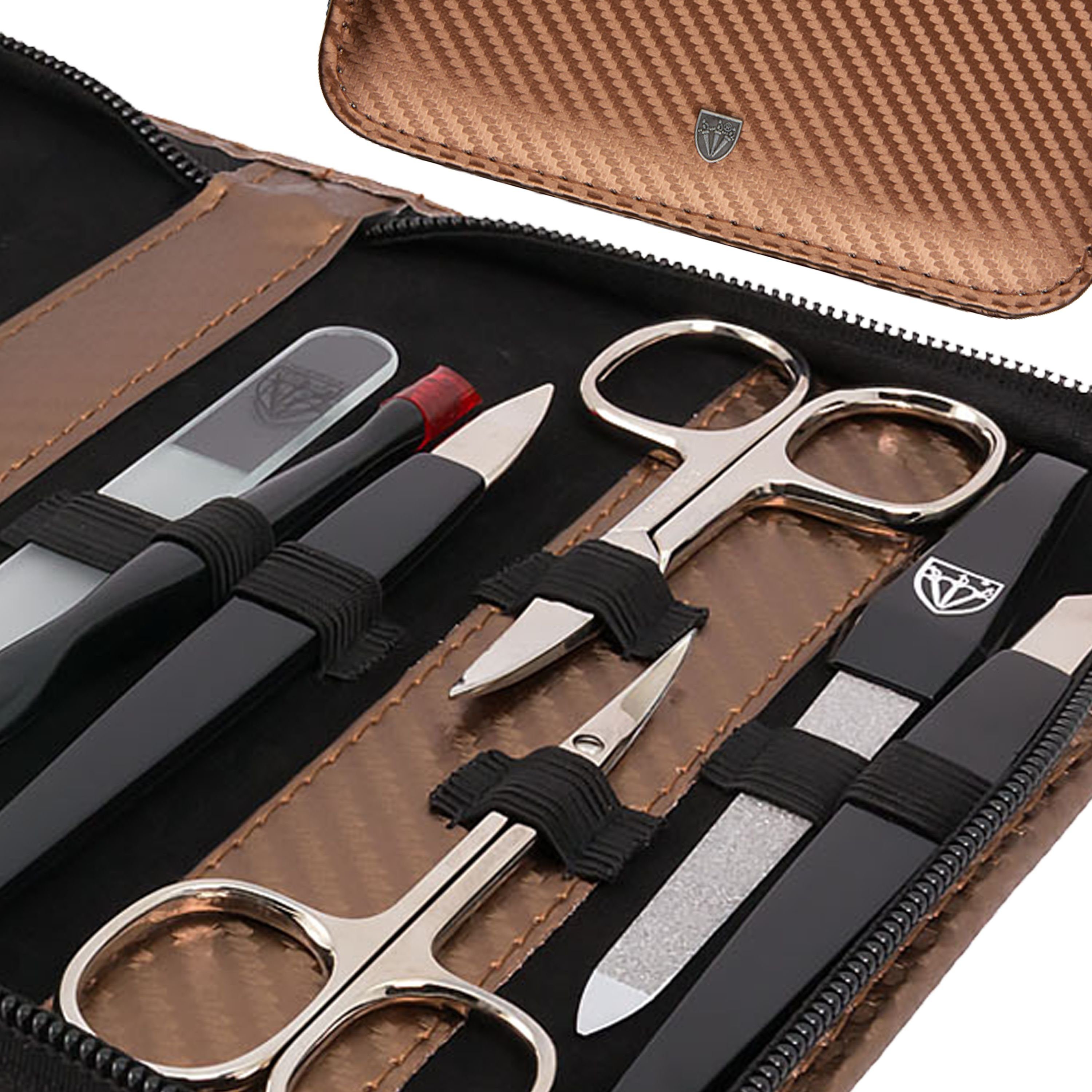3 SCHWERTER Maniküre-Etui, London 12-teilig ALL-IN-ONE mit Glas- und Saphirnagelfeile