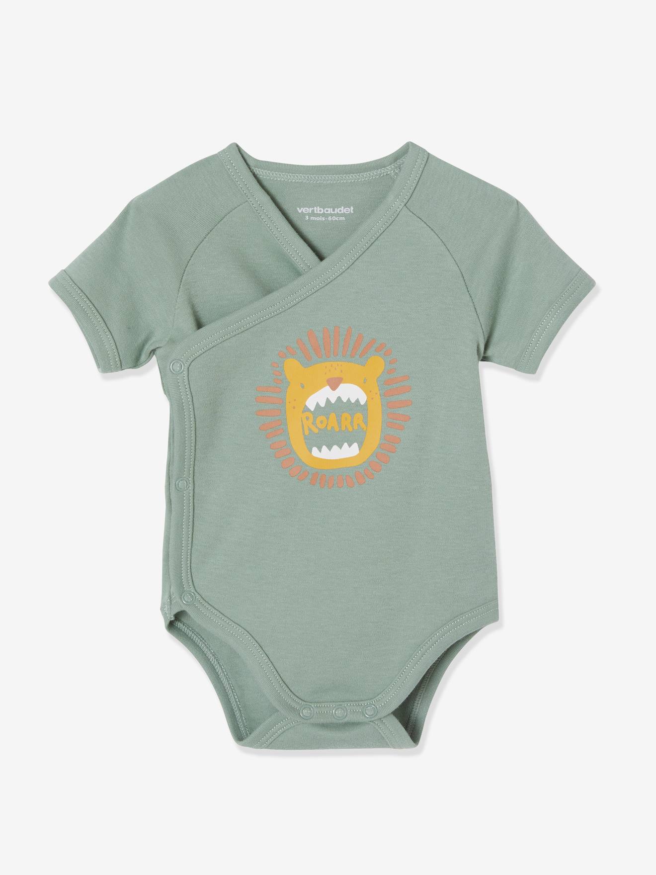 Lot de 3 bodies manches courtes ouverture naissance tilleul