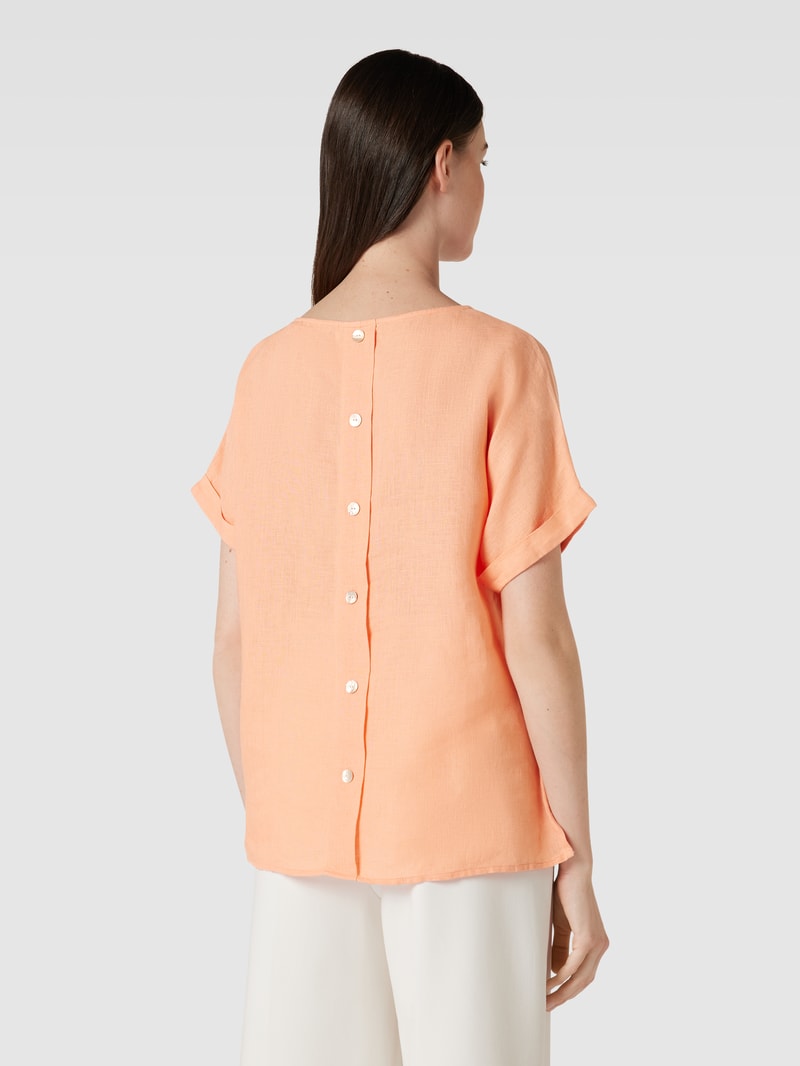 Leinenbluse mit U-Boot-Ausschnitt in apricot