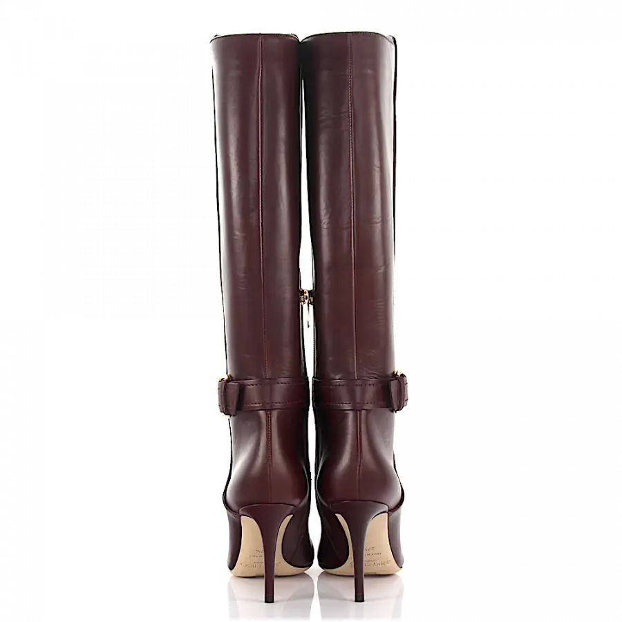 Jimmy Choo - Stiefel DARWIN 85 Kalbsleder Zierschnalle bordeaux - rot
