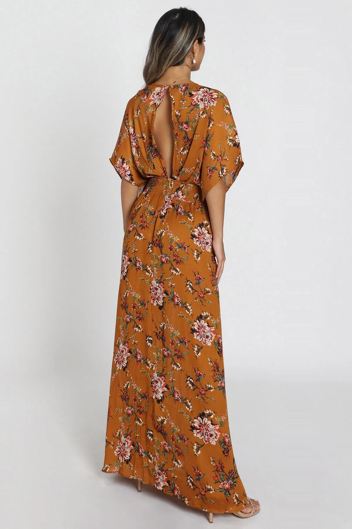 Madmext  Langes Kleid mit Senfmuster und Schlitz und detailliertem Muster Mg1698