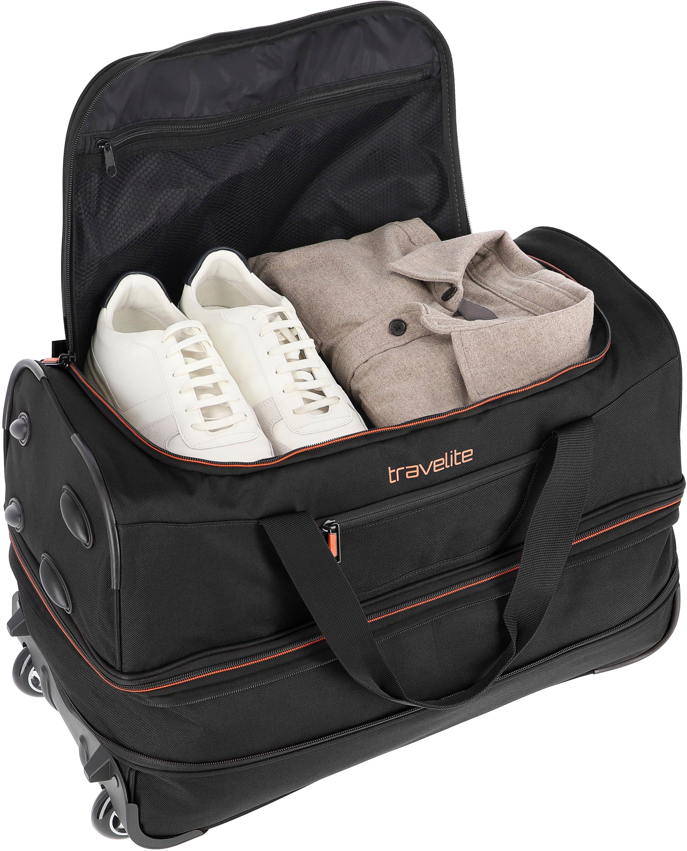 travelite Reisetasche Basics, 55 cm, schwarz, mit Rollen