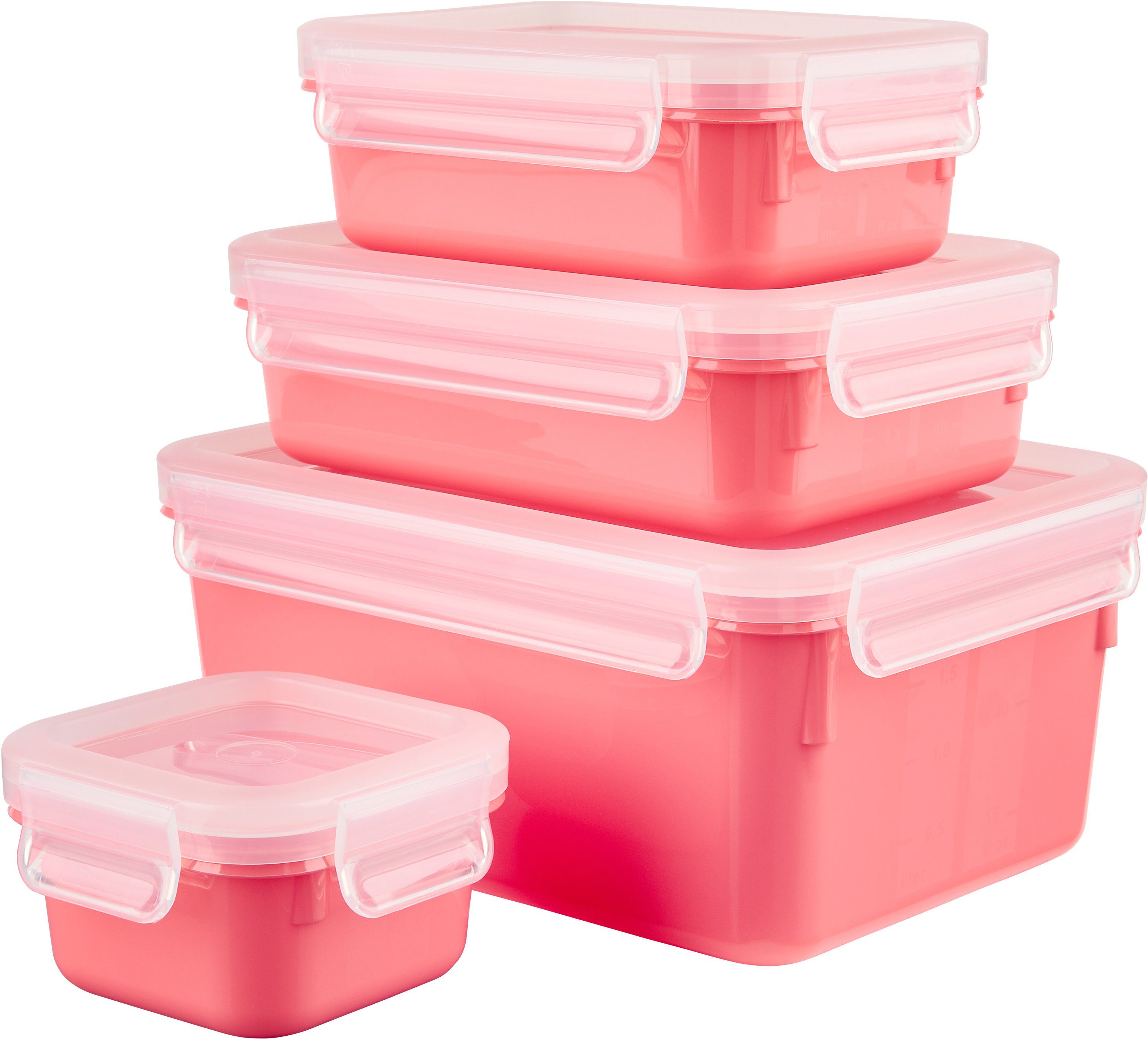 Emsa Frischhaltedose Clip & Close Color Edition, Kunststoff, (Set, 4-tlg), 0,2/0,55/0,8/2,2L, Kunststoff, auslaufsicher, hygienisch, innovativ