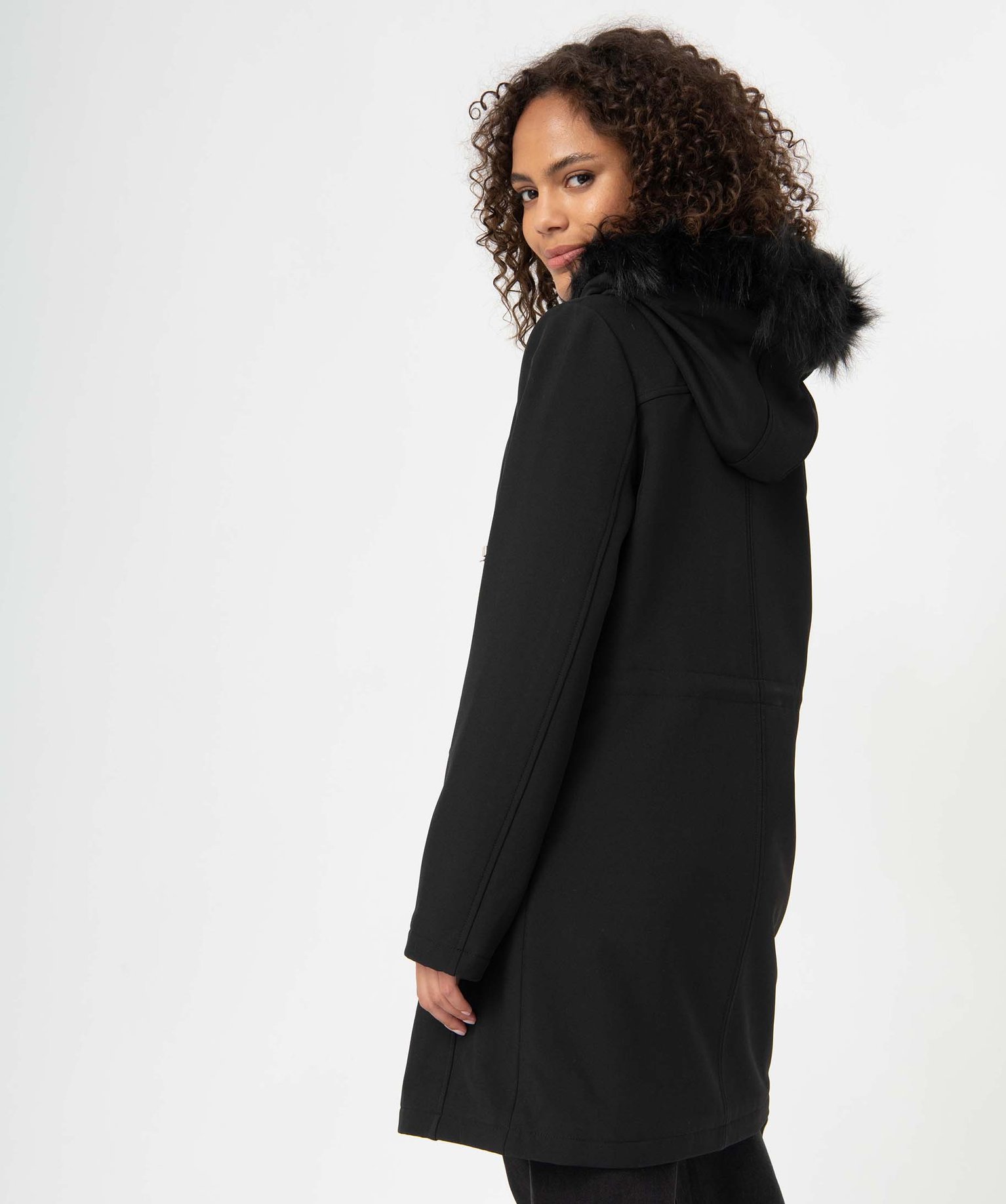 Parka femme avec col montant et capuche noir | GEMO