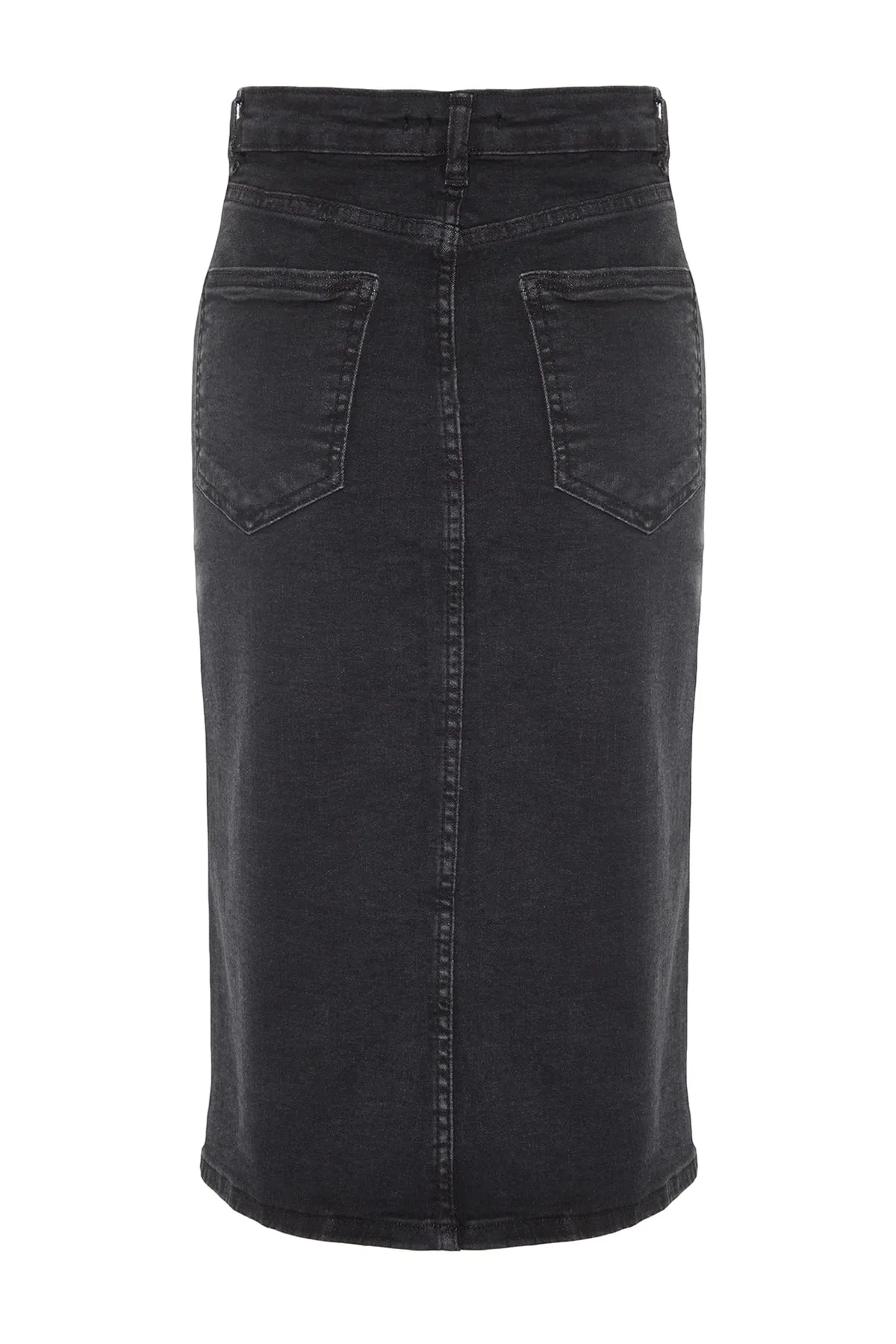 Trendyol Collection  Schwarzer Midi-Bleistift-Jeansrock mit hoher Taille TWOSS21ET0297