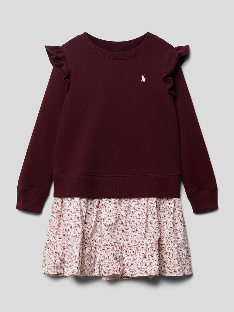 Kleid im 2-in-1-Look in bordeaux rot