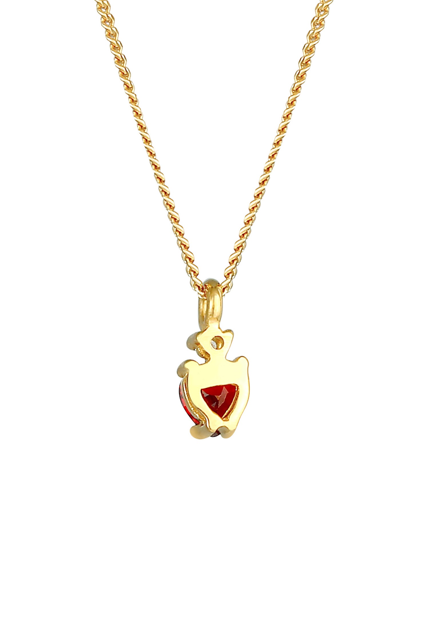 Ciondolo Elli Love Bond a forma di cuore rosso con cristalli, in argento sterling placcato oro 925, per donna.