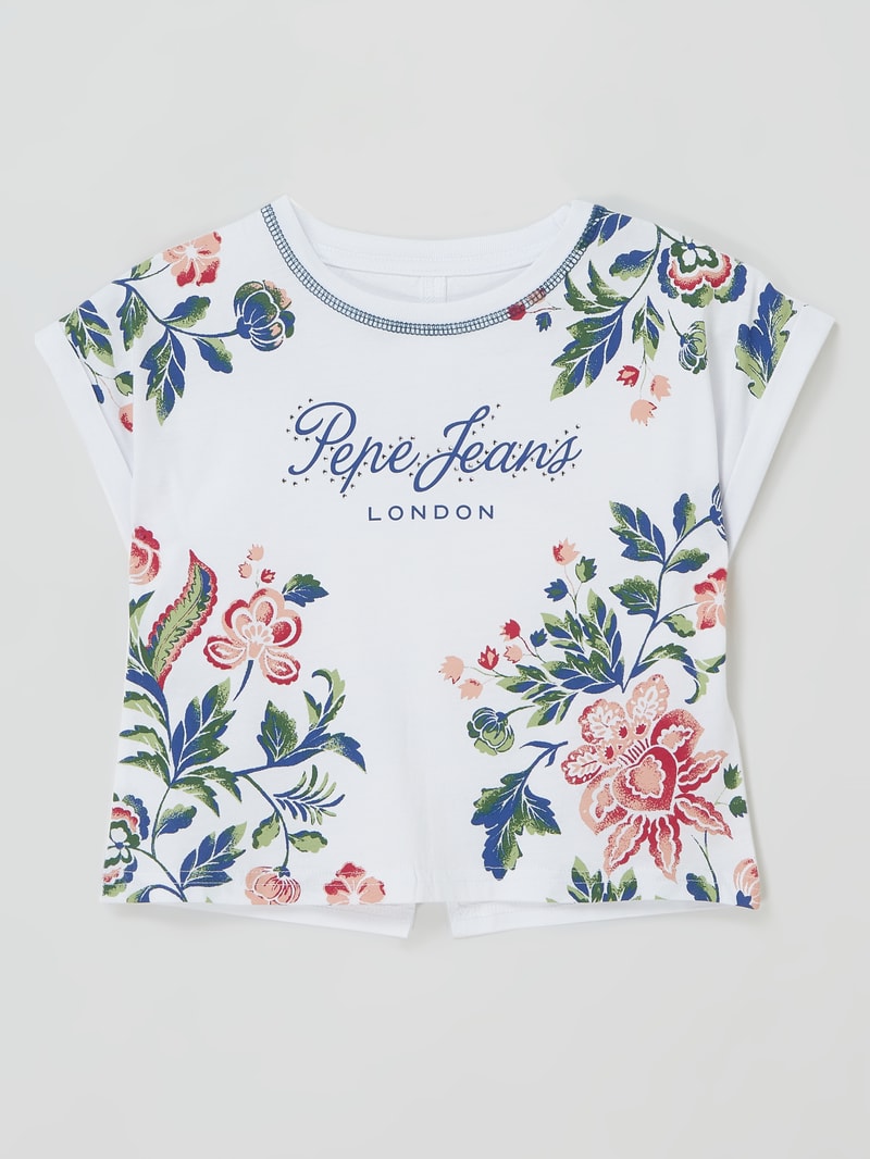 Boxy Fit T-Shirt mit Strasssteinen Modell 'Halica' in weiß
