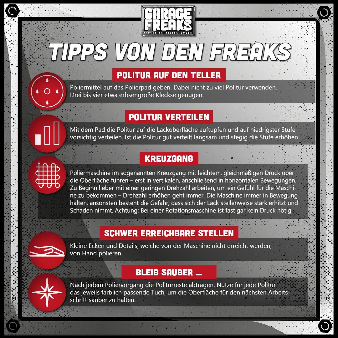 Garage Freaks Exzenter Poliermaschine Polierset - Liquid Elements T2000 V3 + Polierzubehör, (Polierset)
