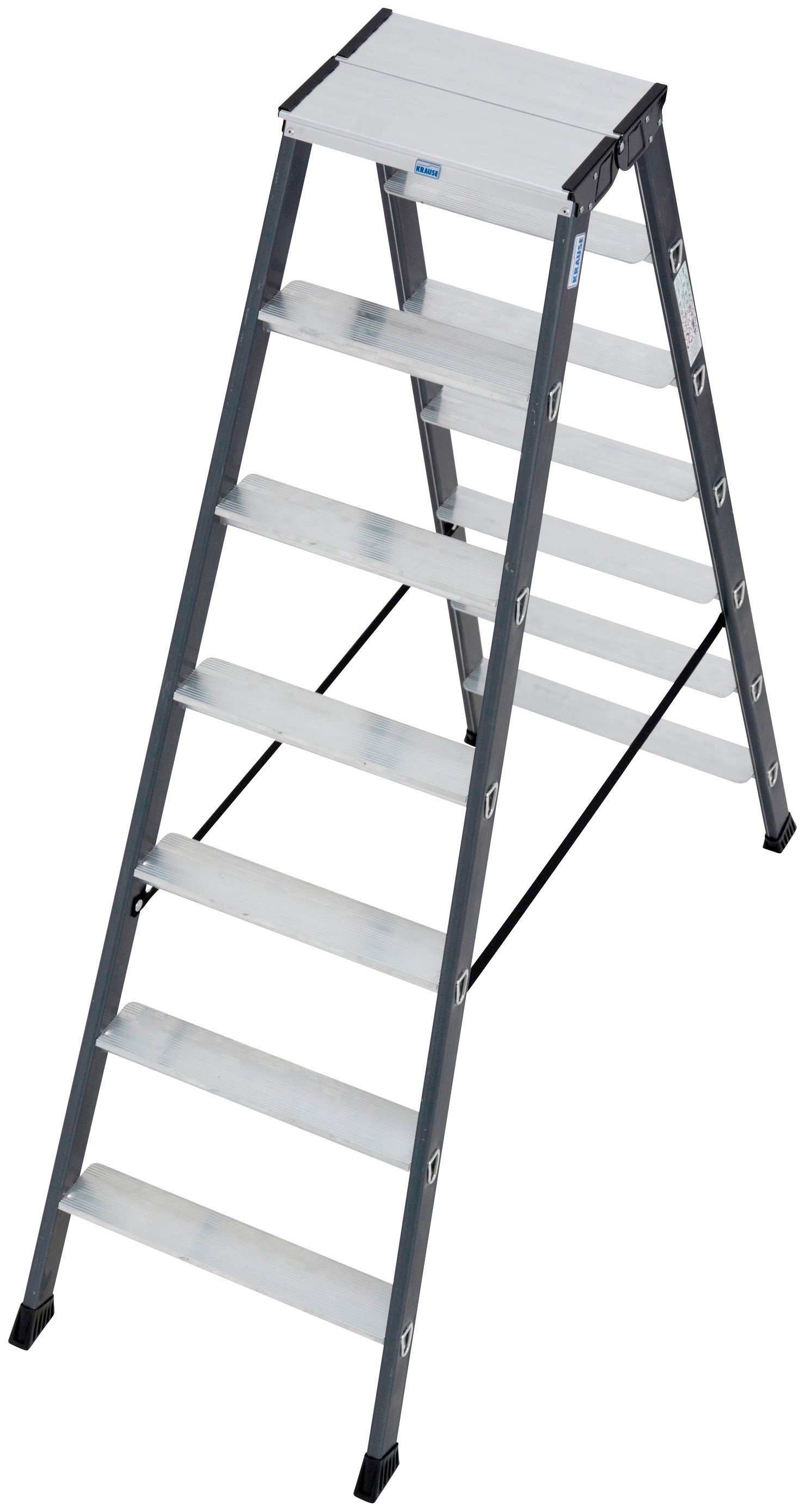 KRAUSE Doppelleiter SePro D, Alu eloxiert, 2x7 Stufen, Arbeitshöe ca. 306 cm