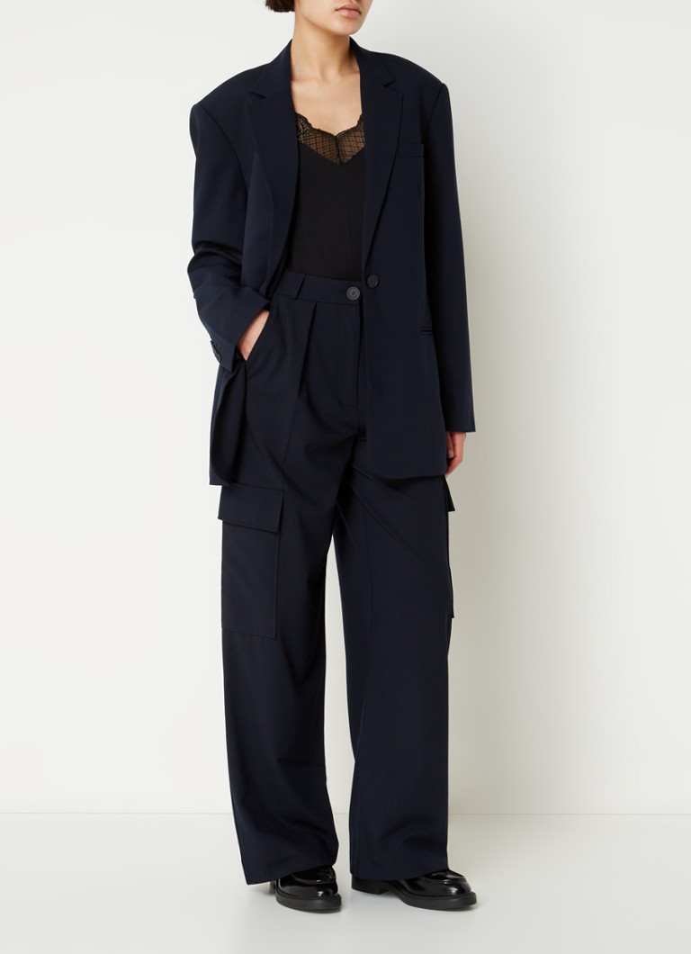 Pantaloni a gamba larga a vita alta in misto lana modello Palmemarine di Claudie Pierlot.