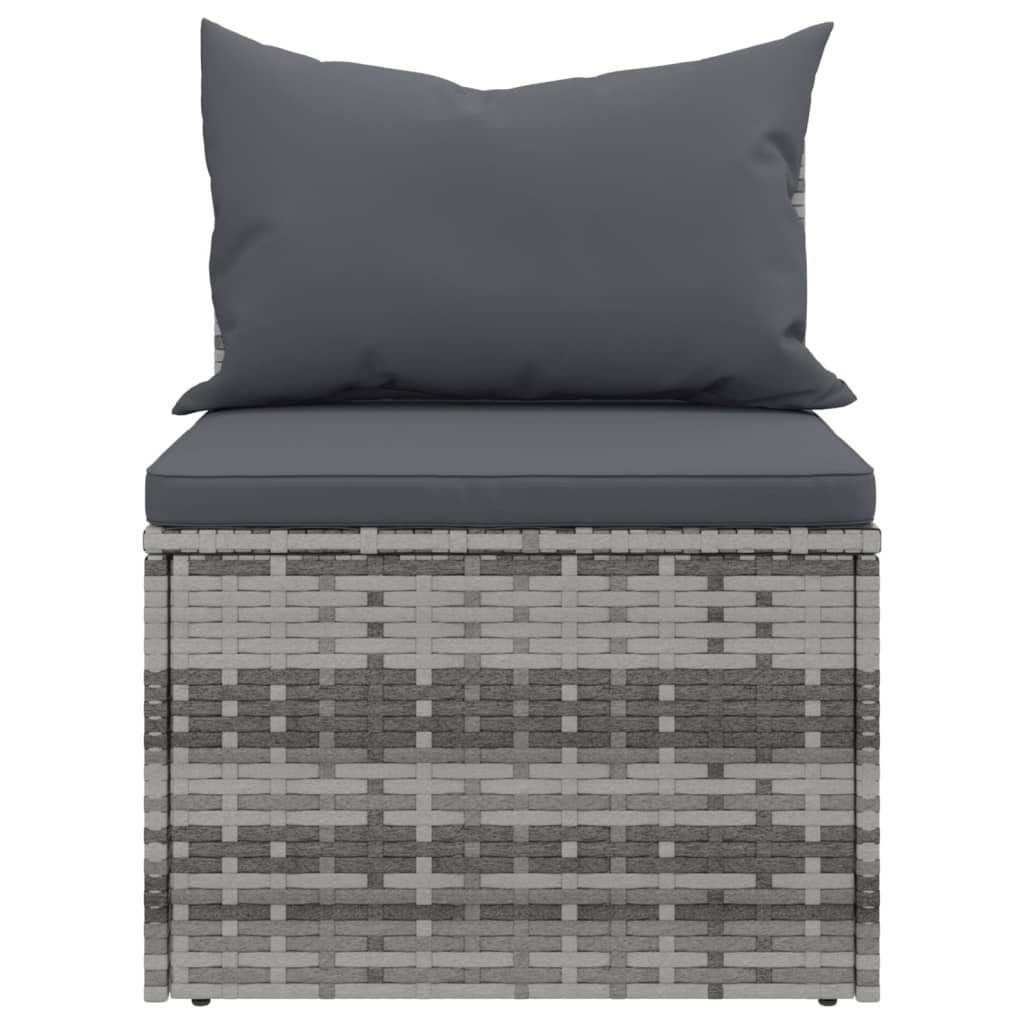 vidaXL Loungesofa Garten-Mittelsofas mit Kissen 2 Stk. Grau Poly Rattan, 1 Teile