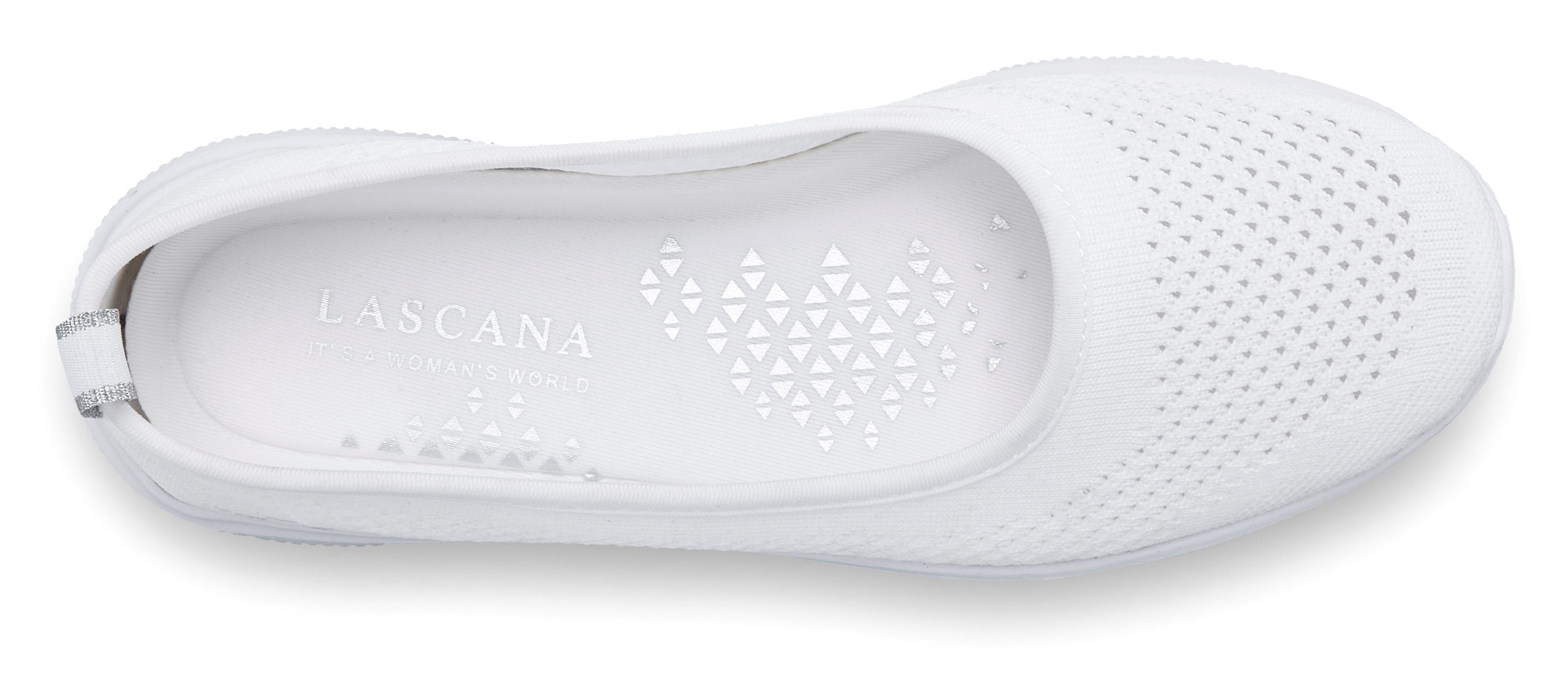 LASCANA Sneaker Ballerinas ultraleichter Slipper,Freizeitschuh aus Mesh, weicher Innensohle VEGAN