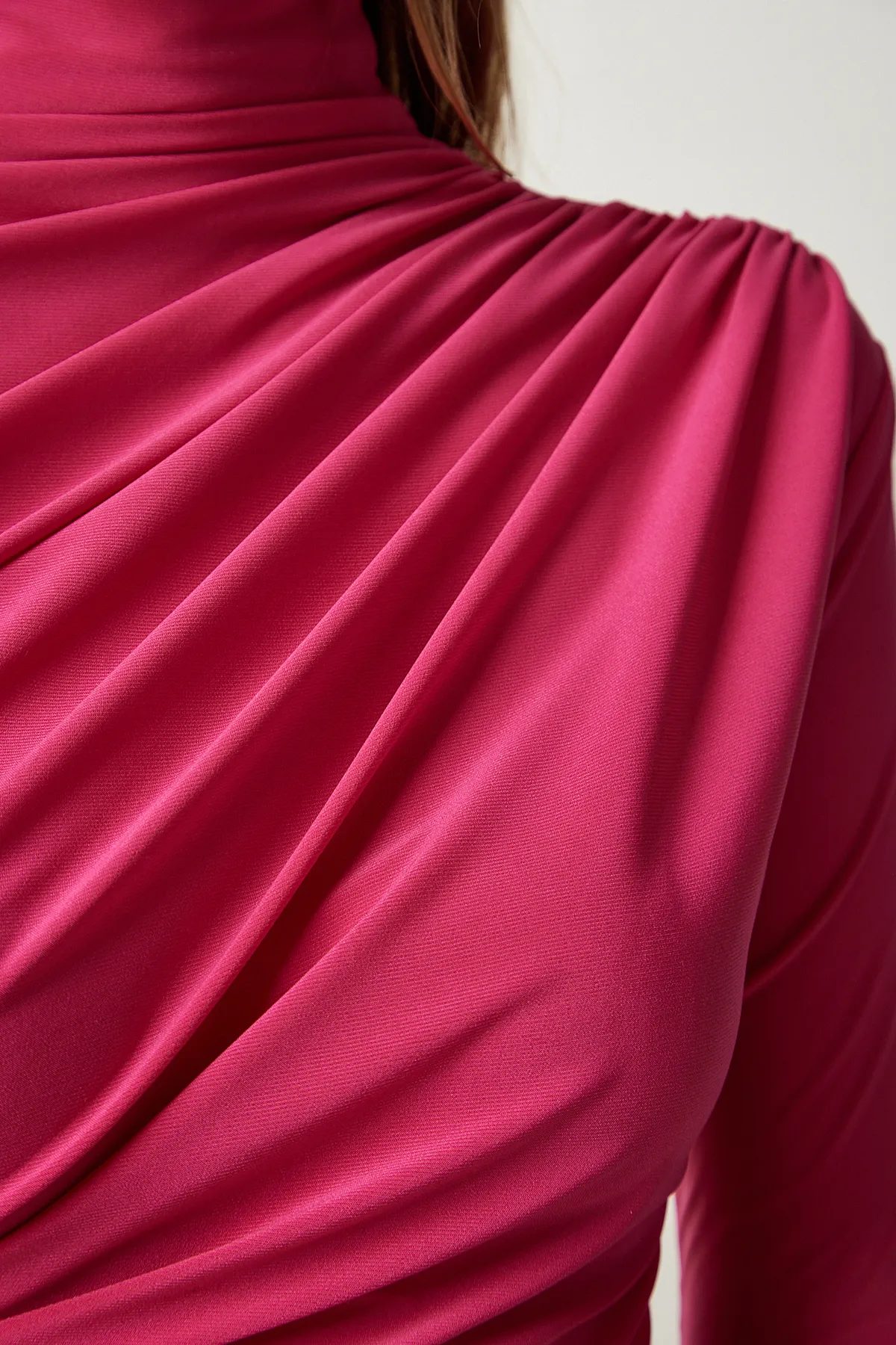 Happiness İstanbul  Damen-Bluse mit hohem Kragen und hohem Kragen, Sandfarben, FF00135 in Rosa
