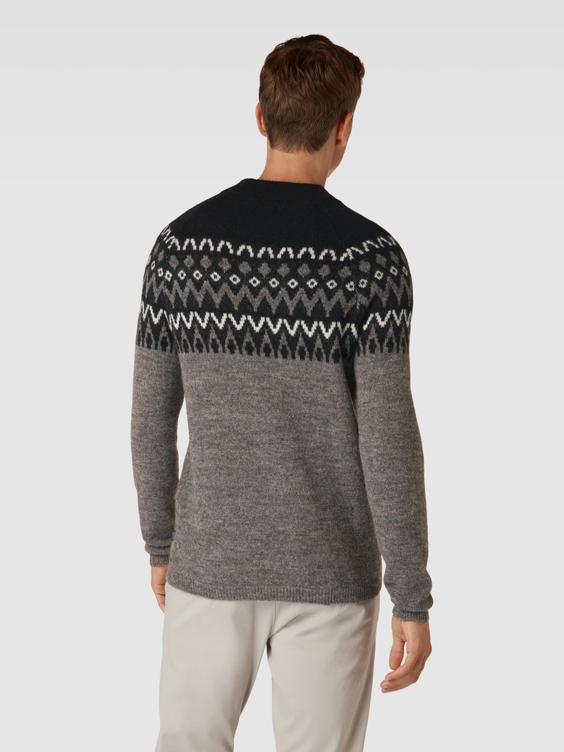 Strickpullover mit Allover-Muster Modell 'norwegian' in hellbraun meliert