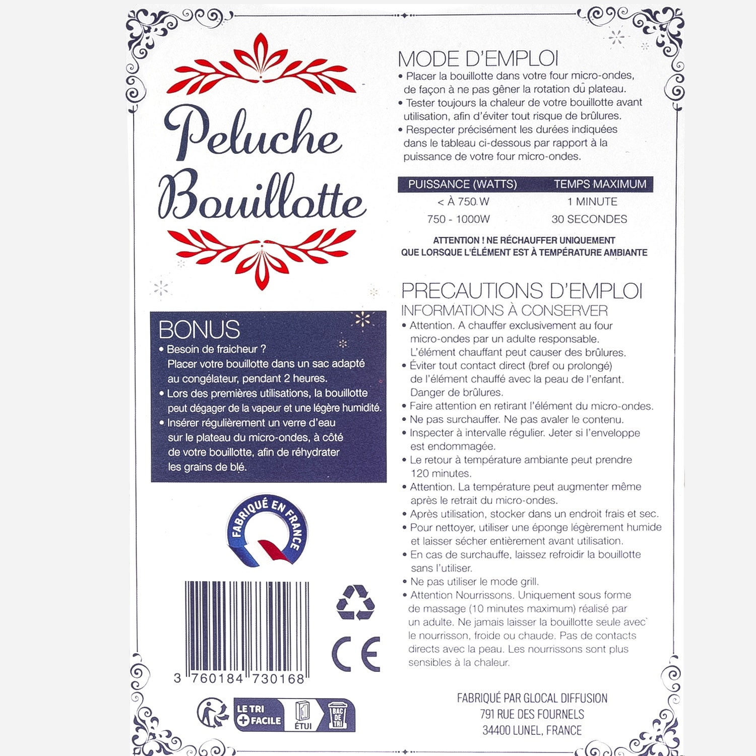 Peluche-bouillotte licorne blanche