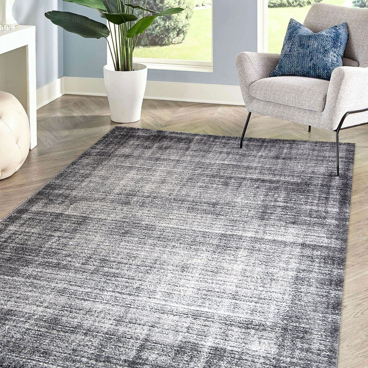 HOMCOM Teppich Kurzflor Grau 230 x 160 x 1 cm