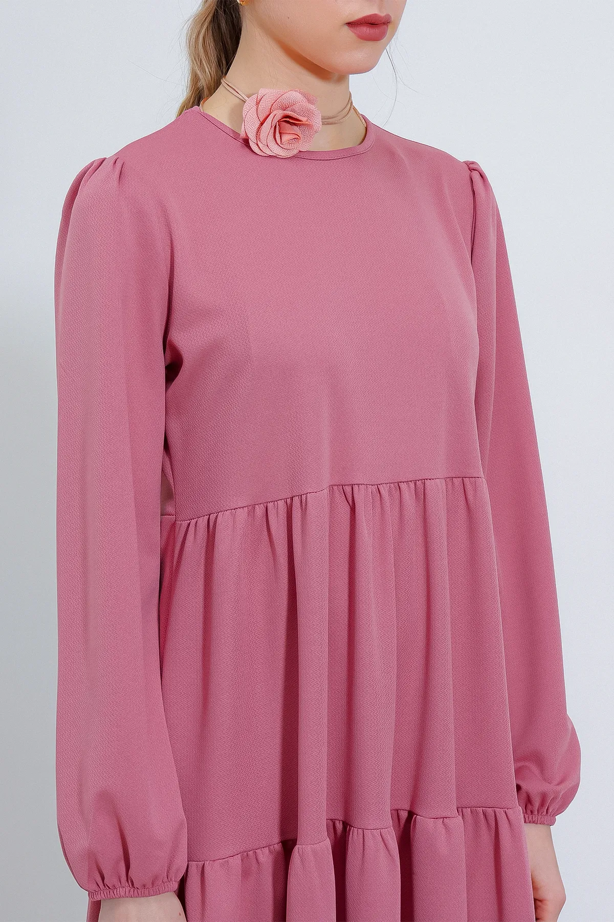 Bigdart  Langes gestricktes Hijab-Kleid für Damen in getrockneter Rose 2482