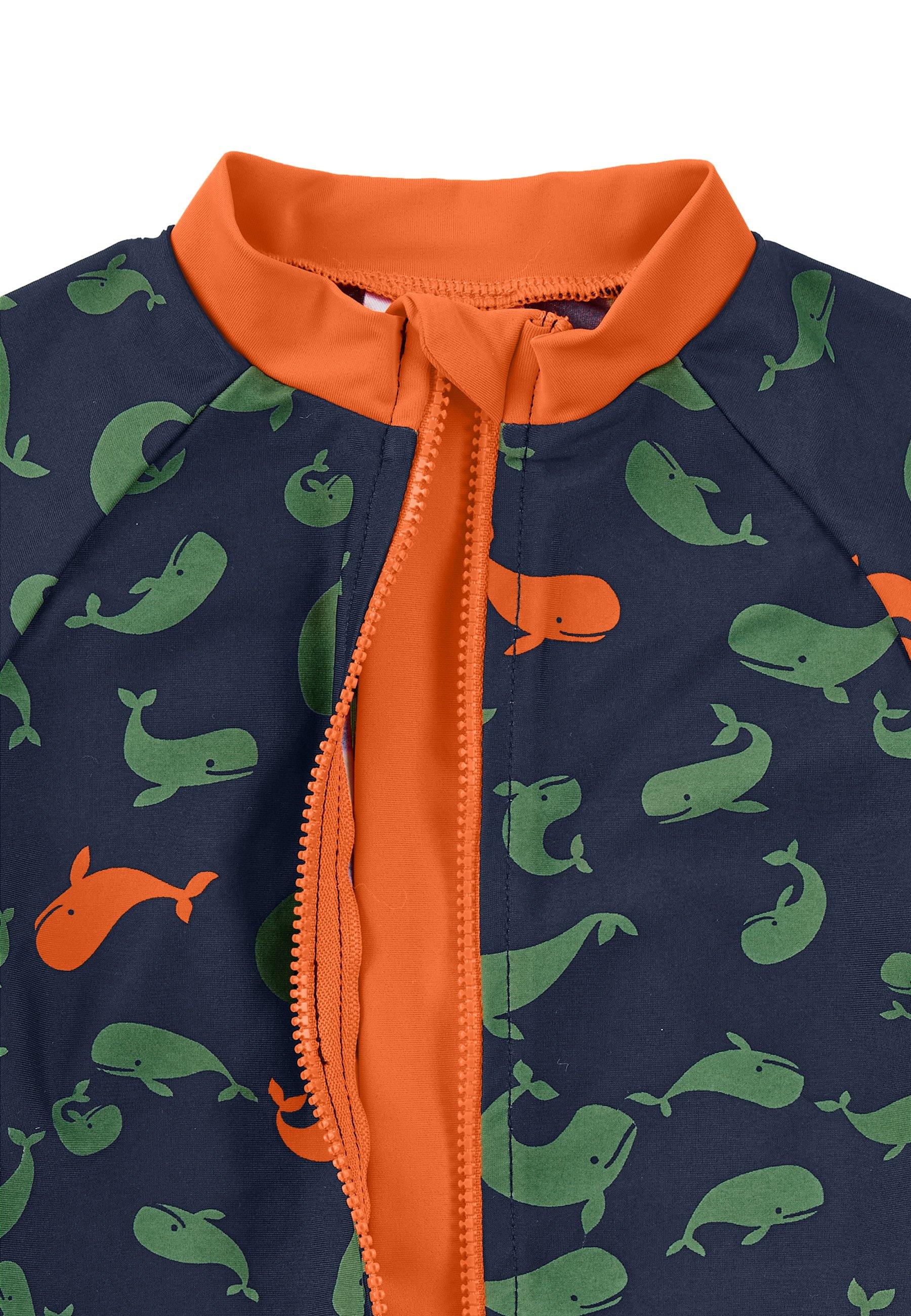 Schwimmanzug Jungen in Marine, Allover-Print Wale