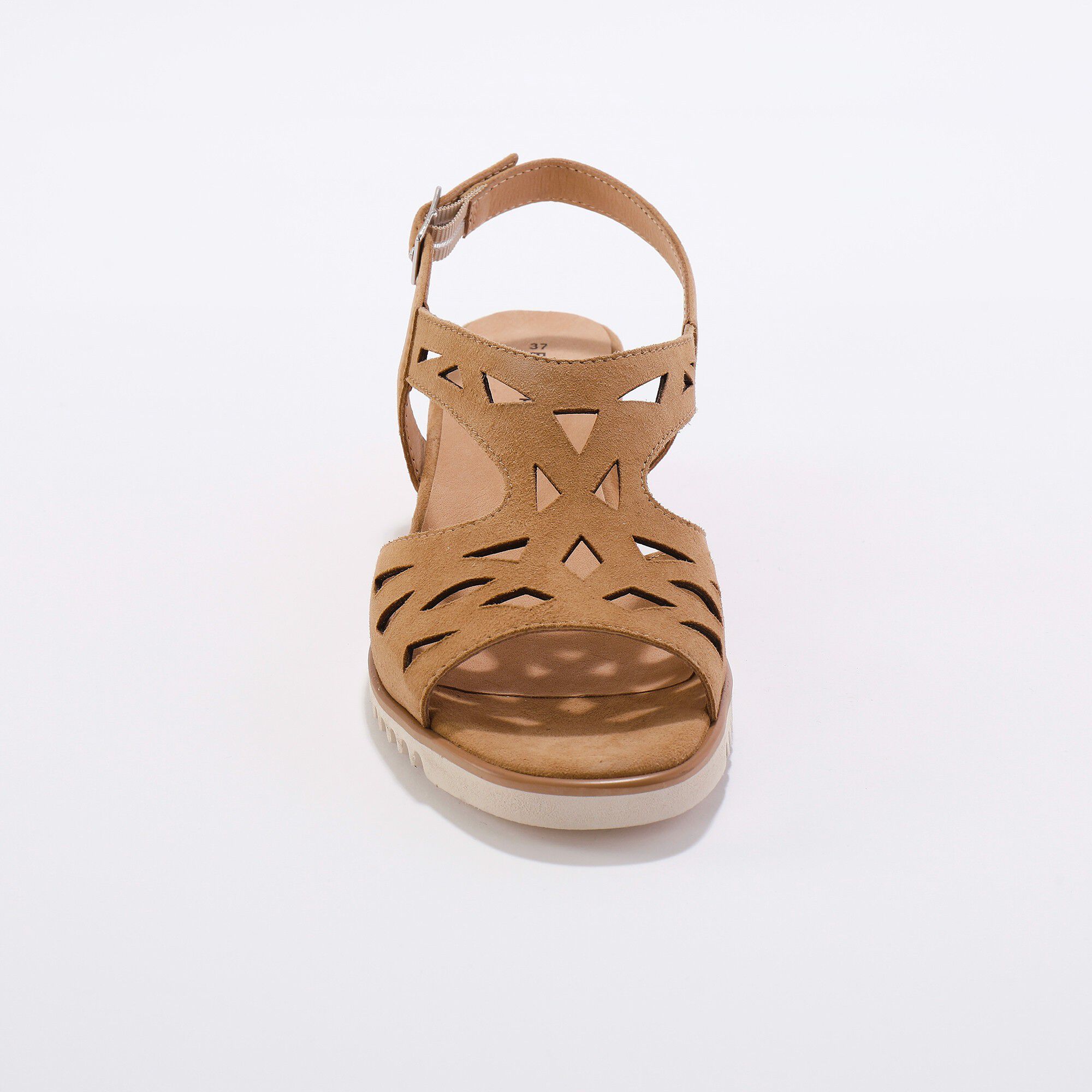 Sandales ajourées en croûte de cuir
