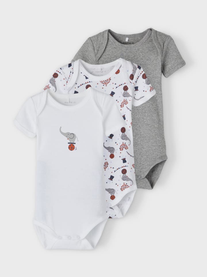 name it Unisex Baby Kurzarm-Body-Set Elefant in Grau günstig kaufen