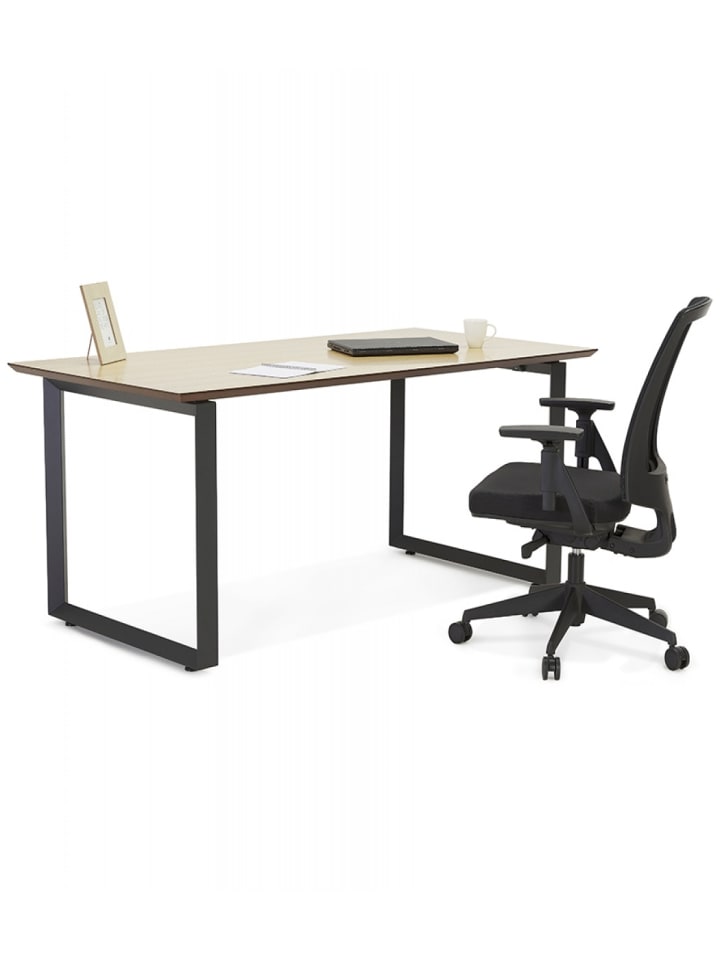 KADIMA DESIGN Großer Holz Metall Schreibtisch | Modern Elegant Design in Beige-Schwarz günstig kaufen