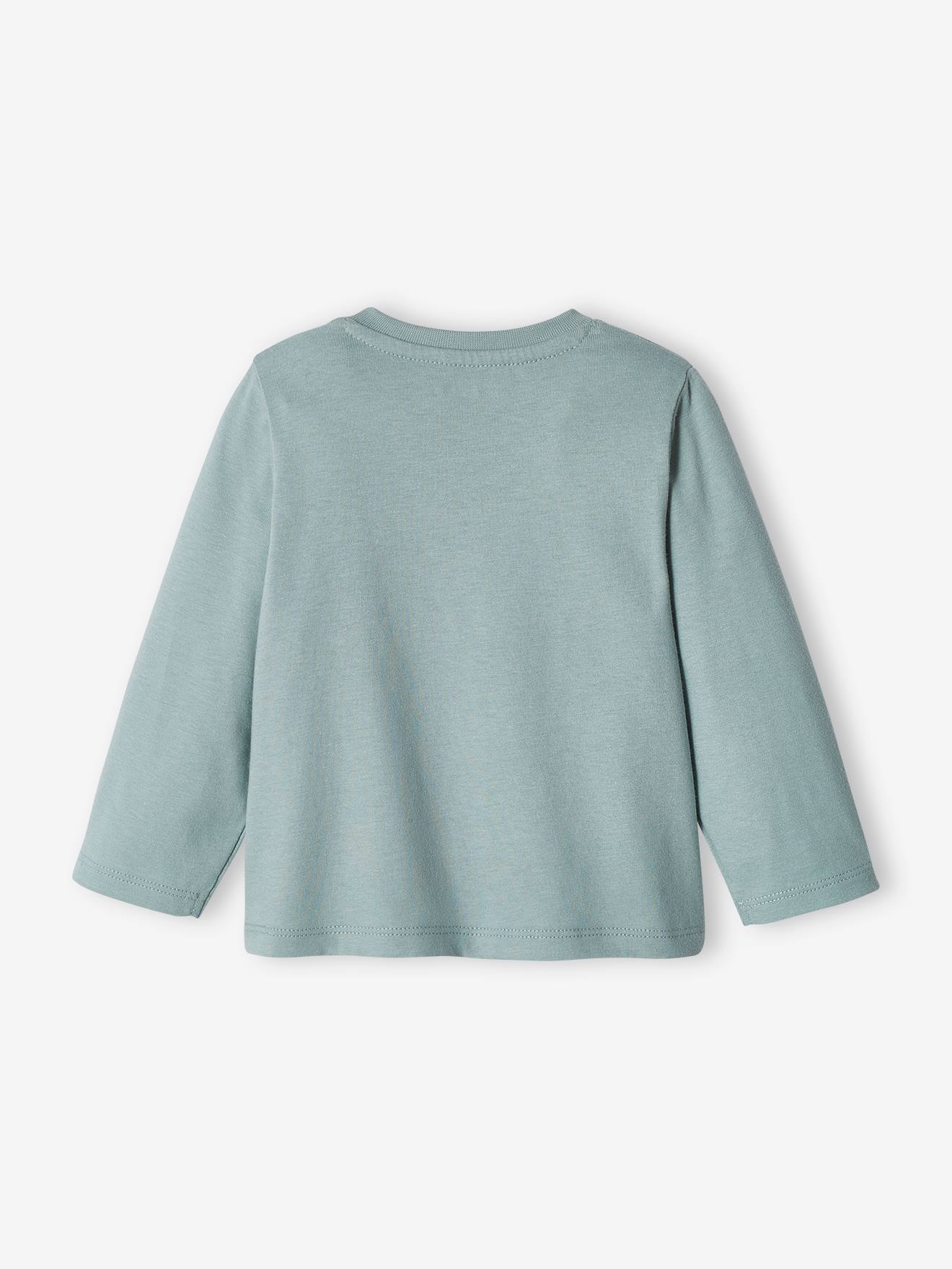 Lot de 2 T-shirts basics bébé motif animal et rayé bleu grisé