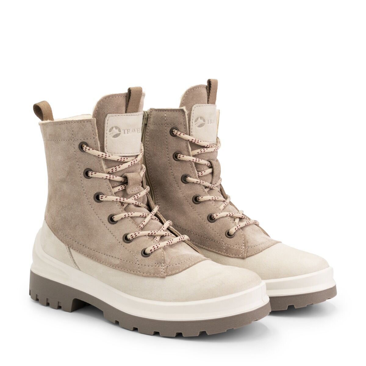 Travelin' Leval sandfarbene Damen Schnürstiefel