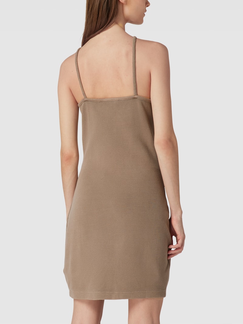 Minikleid mit Logo-Stitching in beige