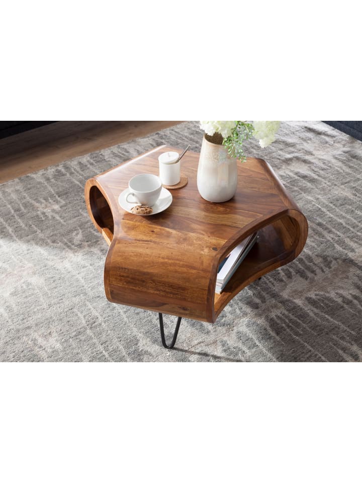 KADIMA DESIGN Couchtisch | Sheesham, 55x55x38cm, Ablage, Metallgestell günstig kaufen onesize