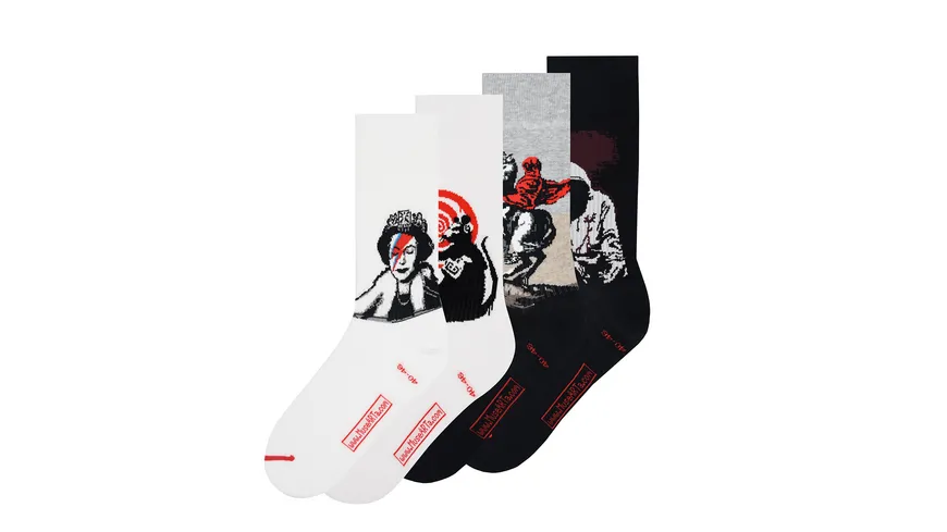 MuseARTa Unisex Socken The world's most famous Graffiti - Lizzie Stardust Geschenkpackung Black