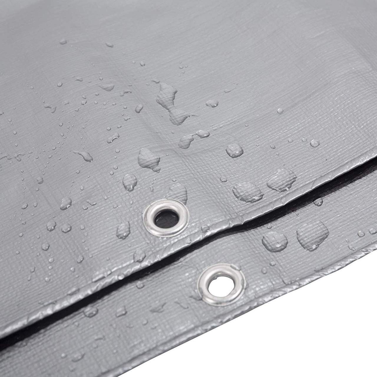 Woltu Pool-Abdeckplane, 280g/m² PE Gewebeplane mit Ösen,wasserdicht grau