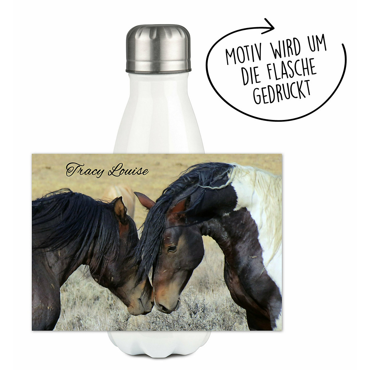 Edelstahl Kinder Thermoflasche / Trinkflasche bunt Paint Horses Spülmaschinenfest, Auslaufsicher, Bruchfest, Doppelwandig, Für Heißgetränke geeignet, Mit Deckel, Isoliert