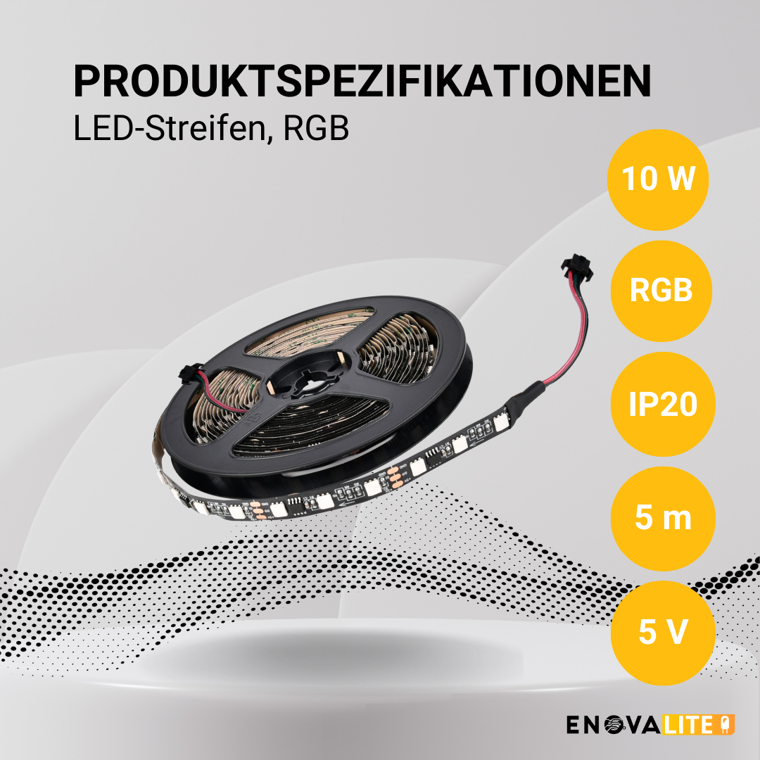 ENOVALITE LED-Streifen, RGB und kaltweißes Licht, 24 V