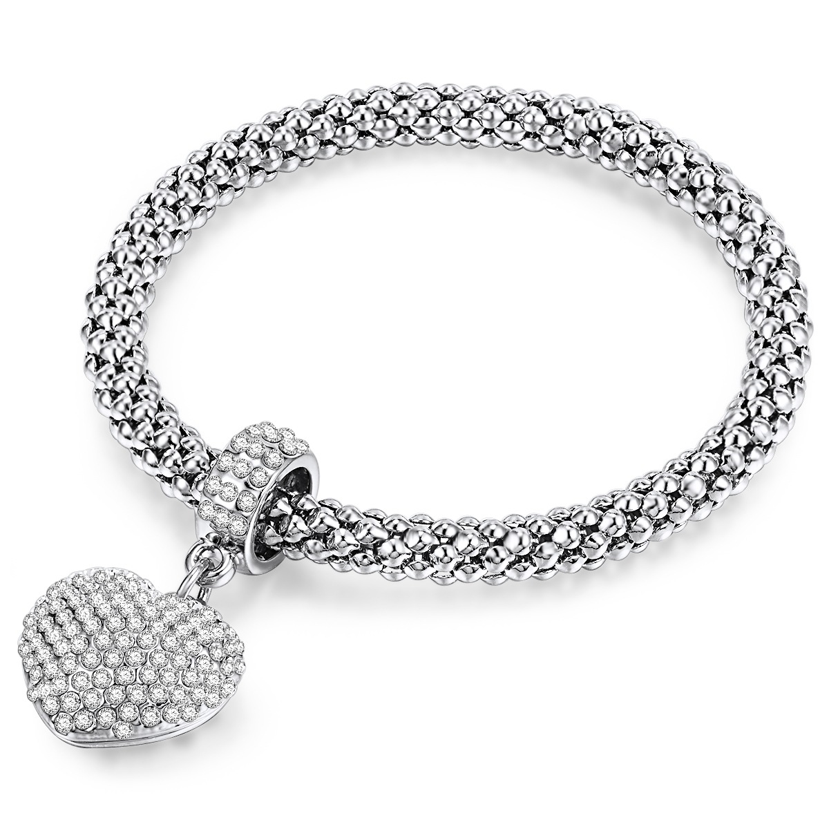 Armband Herz Metall-Legierung Glas in Silber