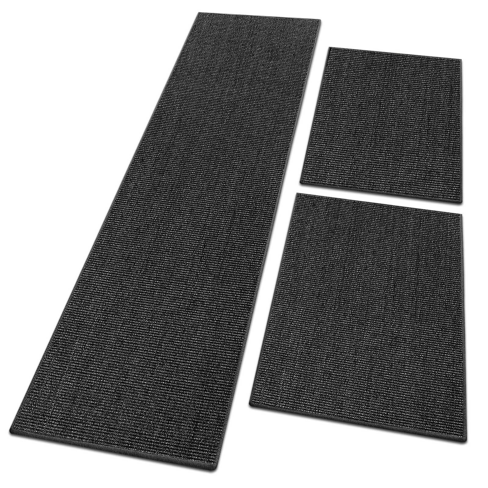Bettumrandung Sylt Schwarz, 3 Größen, Teppichläufer, ideal im Schlafzimmer Floordirekt, Höhe 6 mm, (3-tlg), Sisal, 1A