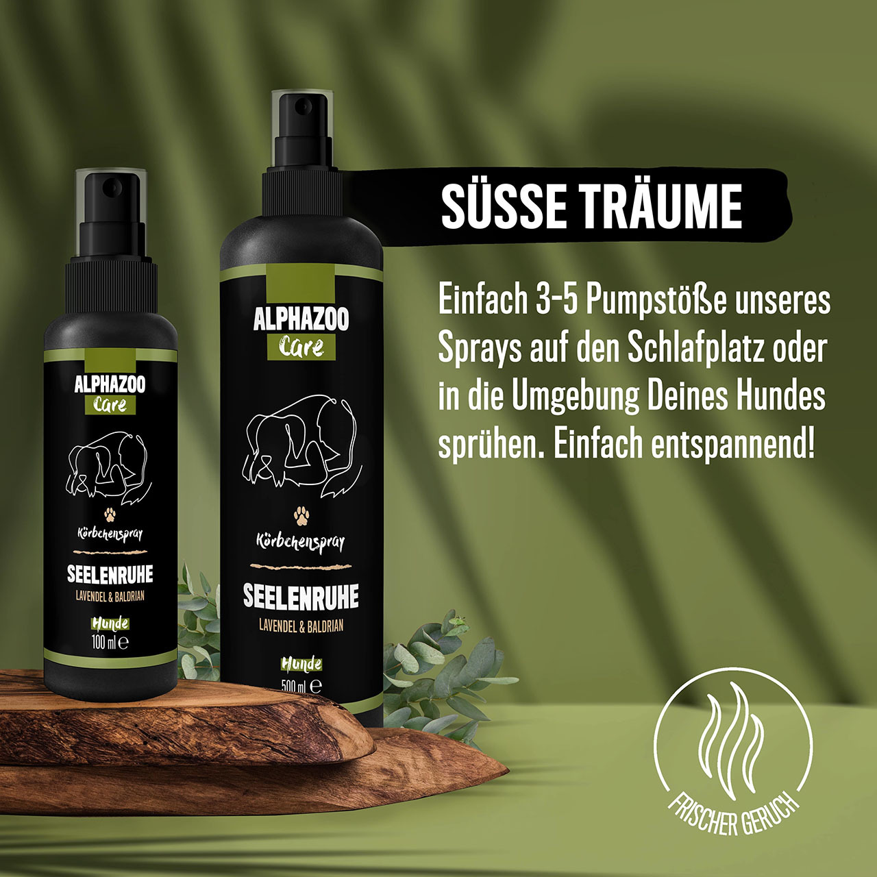 ALPHAZOO Beruhigungsmittel ALPHAZOO Seelenruhe Beruhigungsspray für Hunde I Beruhigungsmittel mit Baldrian 200 ml
