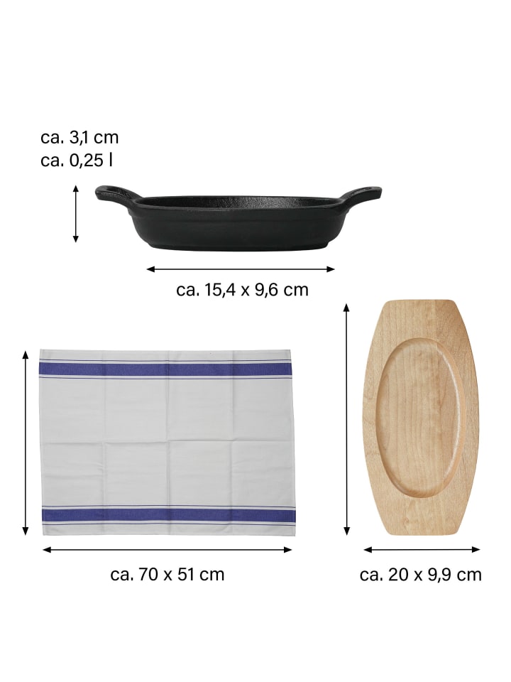 Stoneline Kleine Gusseisenpfanne Oval 14x9 cm, Emaille Servierpfanne in Schwarz günstig kaufen onesize
