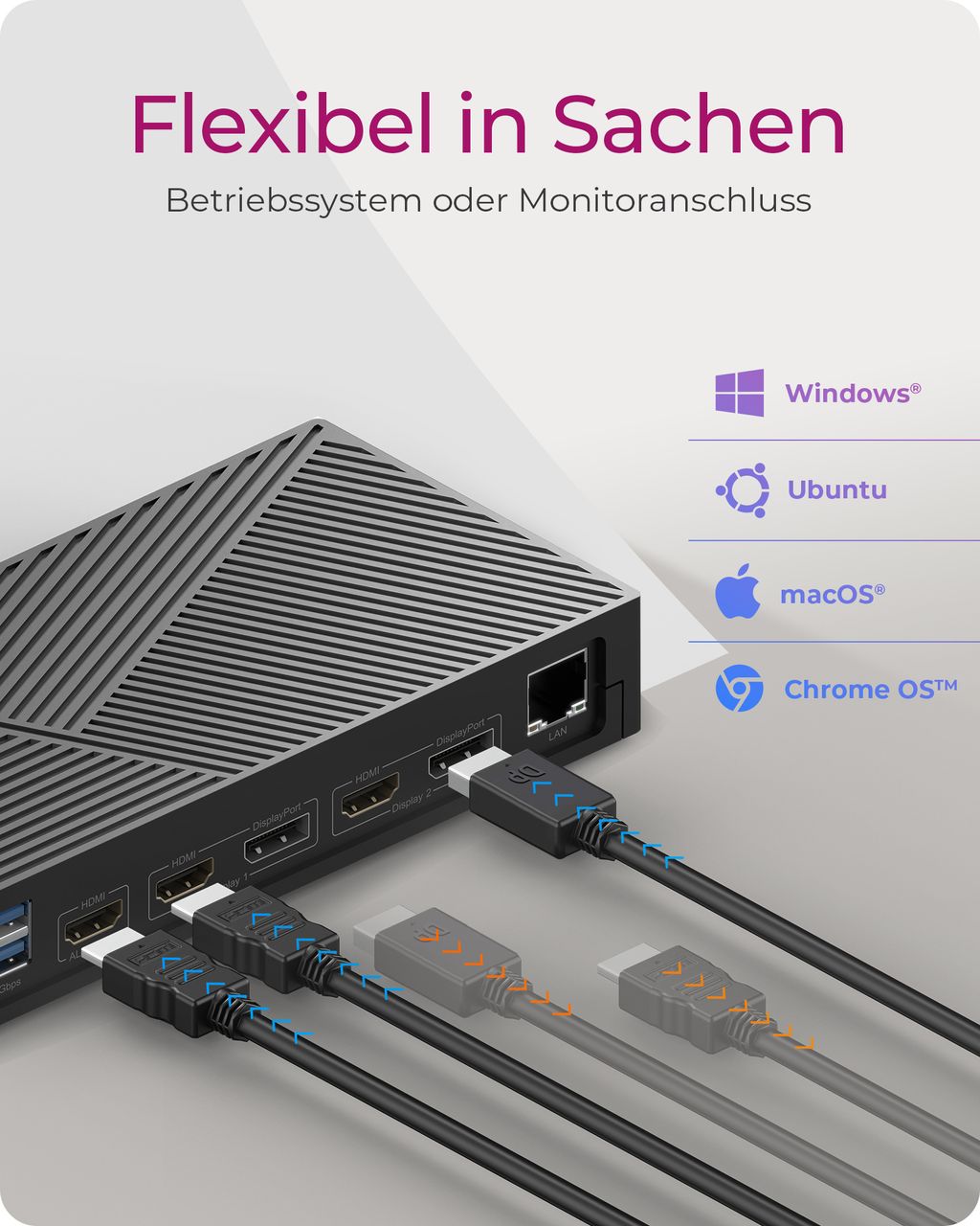 ICY BOX IB-DK2246AC, 11-in-1 Hybrid DockingStation mit dreifacher Videoausgabe