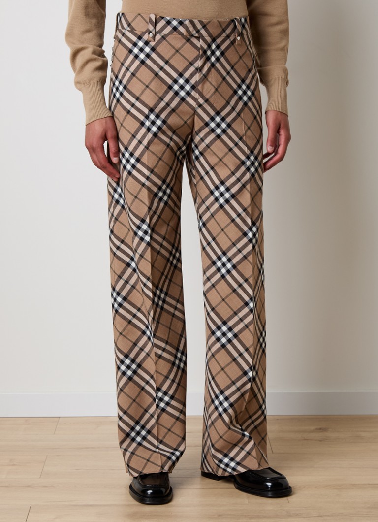 Burberryn väljät ruudulliset villasekoitehousut