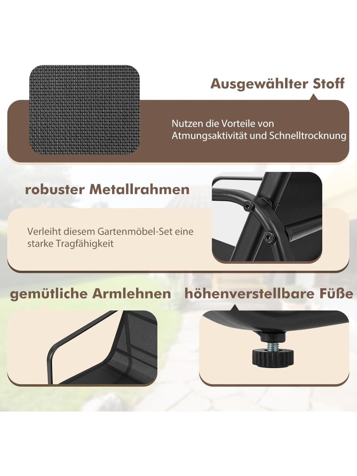 COSTWAY 4 tlg. Gartenmöbel Set in Schwarz günstig kaufen onesize