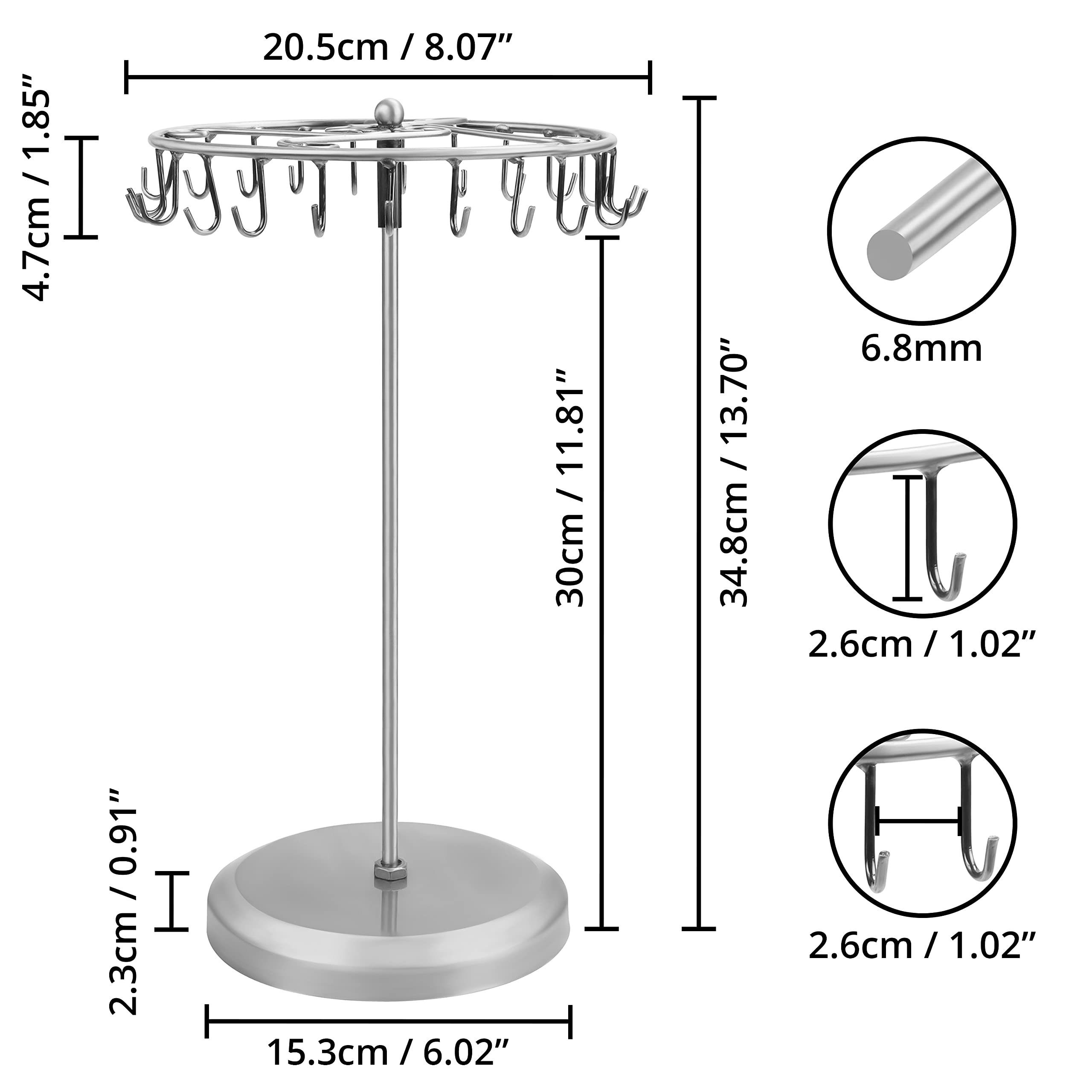 Belle Vous Schmuckständer Drehbarer Schmuckständer (23 Haken) - H34.8 x B20.5 cm, Rotating Jewelry Stand (23 Hooks) - H34.8 x W20.5 cm