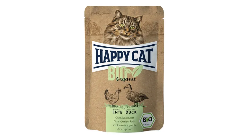 Happy Cat Katzennassfutter Bio Pouch Huhn & Ente 85 g 85 g