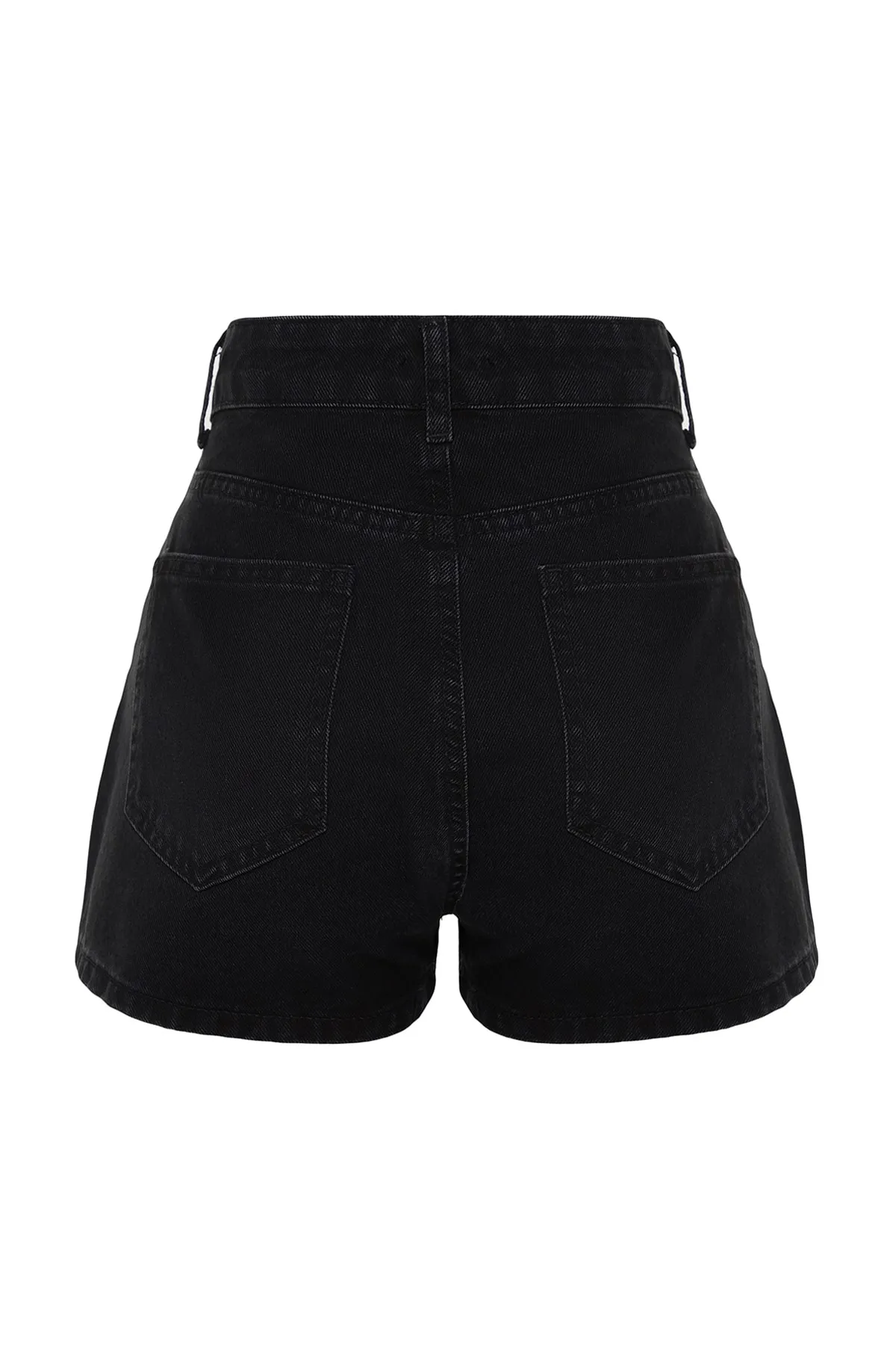 Trendyol Collection  Schwarze Jeansshorts mit hoher Taille TWOSS23SR00312
