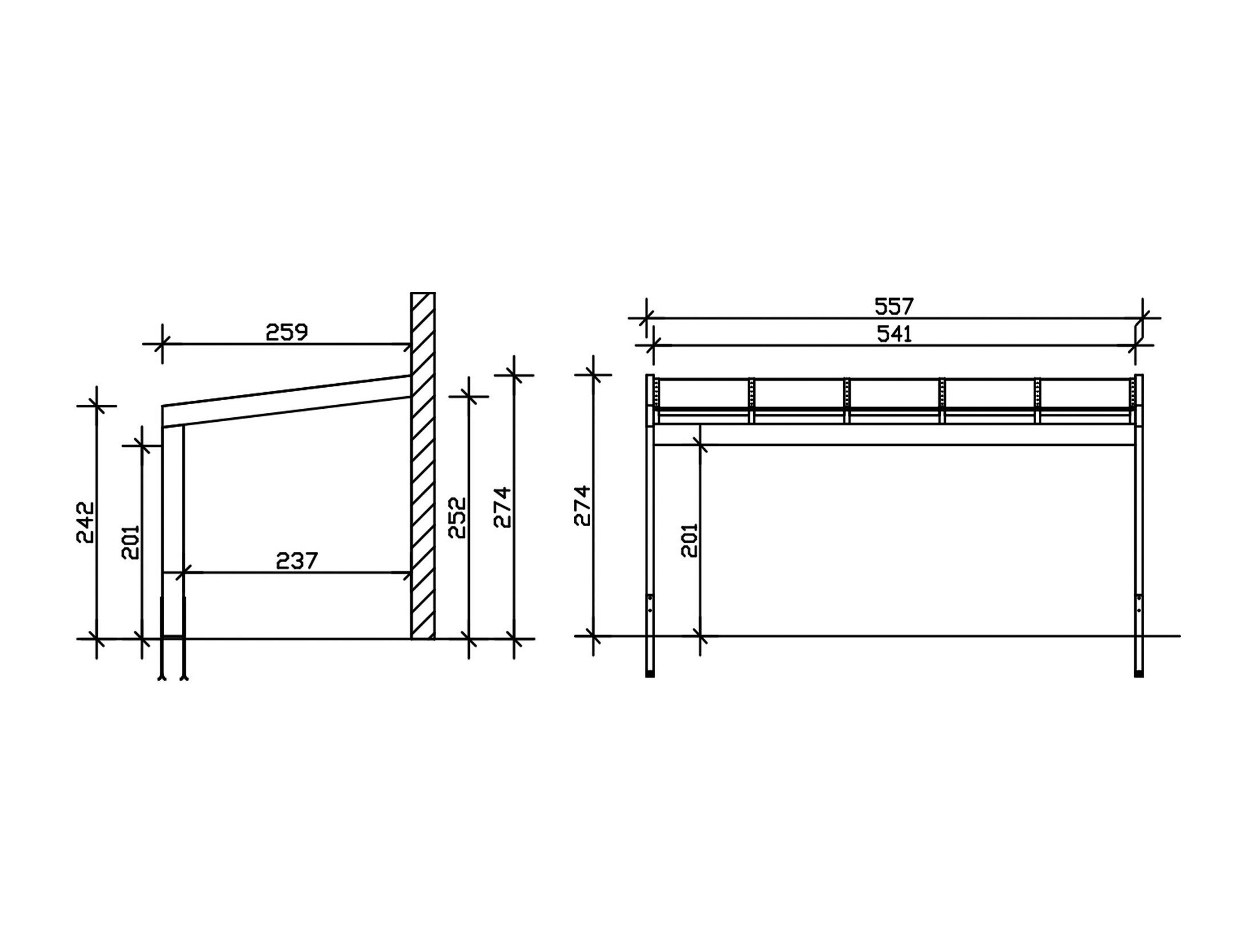 Skanholz Terrassendach Novara, BxT: 557x259 cm, Bedachung Doppelstegplatten, BxT: 557x259 cm