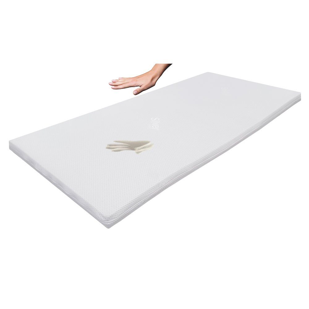 Topper Viscotopper Silver Fresh mit antibakteriellem Silber Ionen Bezug, Matratzen Perfekt, 6.5 cm hoch, Viscoschaum, Viscotopper mit antibakteriellem Silberionen Bezug