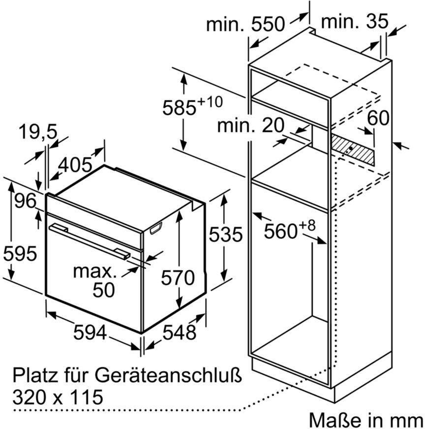 BOSCH Einbaubackofen 4 HBA533BW1, mit Teleskopauszug nachrüstbar, ecoClean Direct