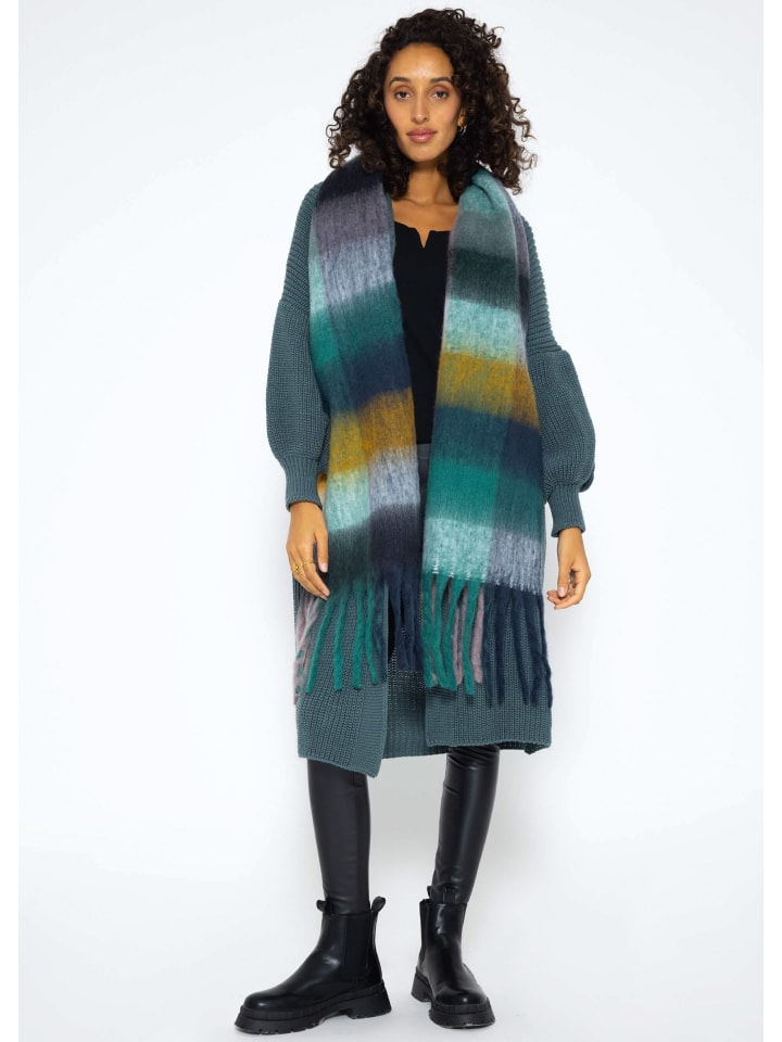 SASSYCLASSY Maxi Strick-Cardigan in Petrolgrün günstig kaufen