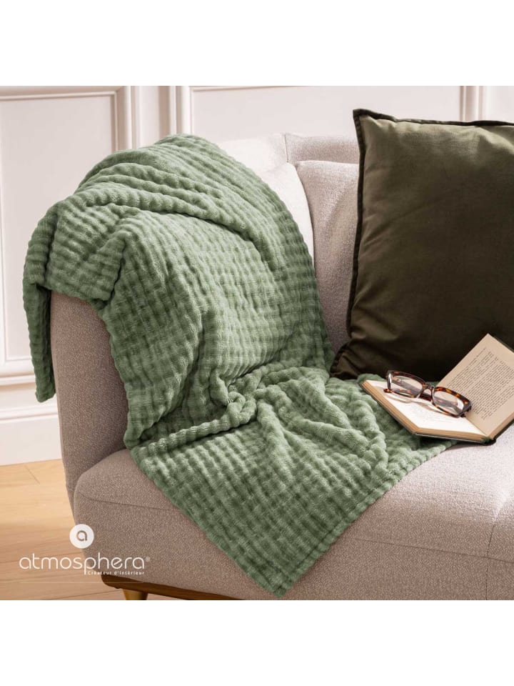 Atmosphera Créateur d'intérieur Fleecedecke in grün günstig kaufen onesize
