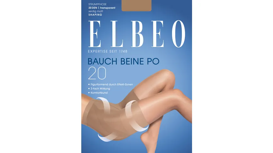 ELBEO Damen figurformende Feinstrumpfhose Bauch-Beine-Po 20 DEN schwarz